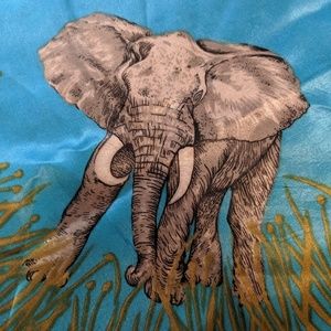 Vintage Accessories - Vintage silk elephant scarf blue Vintage Accessories - Vintage silk elephant scarf blue